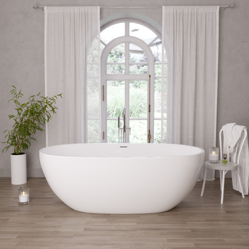 Ванна акриловая Grossman Classic GR-2403 150х80 отдельностоящая овальная с каркасом - фото 2